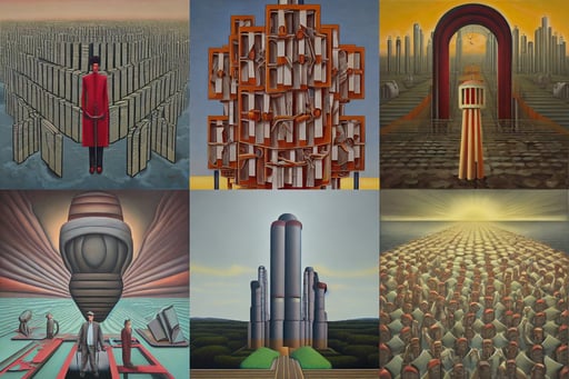 Authoritarian high modernism by Jeffrey Smith, oil on canvas