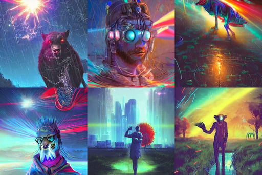 distant cyberpunk wildlife on the african plains, magic flower, he is casting a spell with blue and red colors. light rays, art by kelogsloops, modern cityscape, makoto shinkai cyril rolando, vanishing point, long tongue and round teeth appearing from the water, on stage, Cozy, unsplash, bended forward, sprouting wings, by greg manchess and by craig mullins and by kilian eng and by jake parker, painters, 1997, with a ponytail, long flowy hair, blue color scheme, stuck in a traffic jam