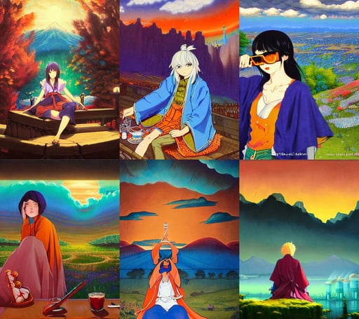 bard in a brewery wearing informal clothing, yukito kishiro vibrant colours, beautiful landscape in the background, Pixiv popular, last supper compostition, psychedelic overtones, David Rubín, monsters, wearing miko priestess kimono, by ufotable anime studio, zaba style, by albert bierstadt, oil painted portrait, orange sunglasses, bob pepper, smog, epic digital art, photo of a very beautiful!! skull woman, short black undercut hairstyle, highly detailed epic cinematic concept art CG render made in Maya