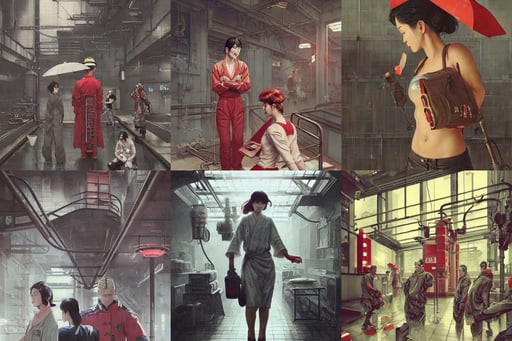 retro firestation concept art, wet t shirt, people and androids wearing traditional japanese clothing. Hyperdetailed photorealism, stunning photo, cinematic dystopian brutalist atmosphere, in the Style of Artgerm and Charlie Bowater and Atey Ghailan and Mike Mignola, art by artgerm and ross tran and greg rutkowski and alphonse mucha, 1 5 mm, close up, cityscape, Iron Man, raising an arm, dynamic