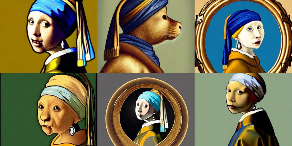 beautiful illustration of anthropomorphic Gopher with a Pearl Earring, High quality image