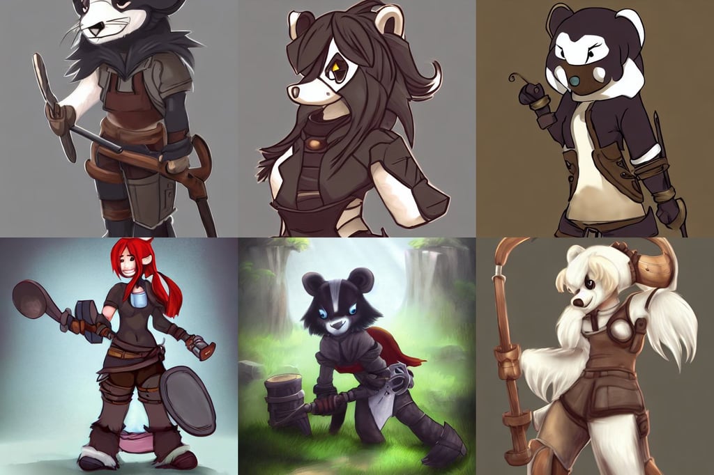 Cute female anthropomorphic kemono badger blacksmith by TwoKinds.