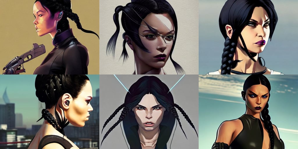 gta normani as aeon flux profile picture by greg rutkowski, accurate anatomy. Samurai influence, tyler jacobson, electronic wires, audrey plaza, sigma 5 0 0 mm f / 5, impossible striking big crazy hairstyle black braided hair