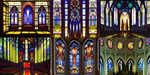 A cyberpunk art deco cathedral, stained glass windows, by Greg Rutkowski and Claude Monet, oil on canvas