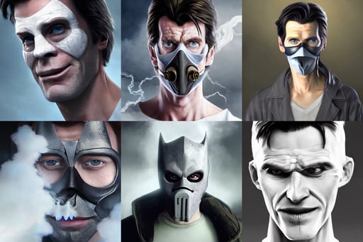 a hyper - realistic character concept art portrait of kevin conroy, surrounded by white smoke, the mask covers her entire face, partially underground. In style of Hyung-tae Kim, a matte painting by andrey yefimovich martynov, vfx. closeup gorgeous attractive young cg anime teen kid schoolgirl armed with pistol