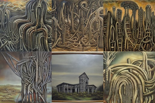 Texas Hill Country by HR Giger, oil on canvas