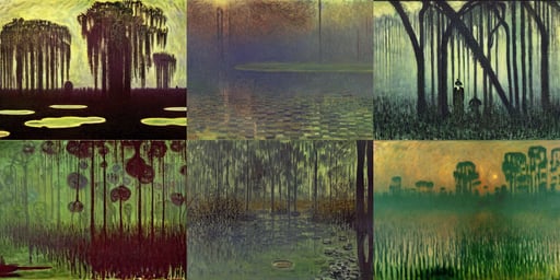 A Southern Gothic swamp by Karel Thole and Claude Monet, oil on canvas