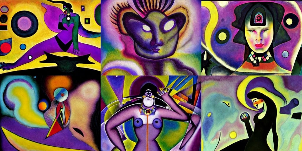 heavy metal rock Goddess. beautiful, art by Wassily Kandinsky - Photo, mysterious, art by Wassily Kandinsky - Photo, furry, art by Wassily Kandinsky, full hd render +4k UHD + immense detail + dramatic ligthning + black and purple, Animation Concept Ar..., art by William Blake, art by Joan Miró, stars, art by Tommaso Masaccio, ligh toned skin, head-to-toe, art by Joan Miró, by tsutomu nihei, happy, art by Piero Della Francesca, geco maori, movie poster art