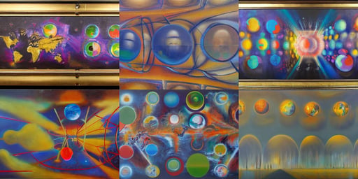 Multiverse-wide acausal cooperation by Wojciech Siudmak, oil on canvas