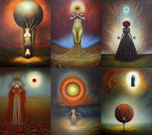 Persephone by Jeffrey Smith, Leonora Carrington, and Mario Nevado, oil on canvas