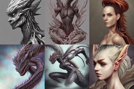 a beautiful digital painting of a detailed dragon roots, no hair, in the style of Artgerm, pierced