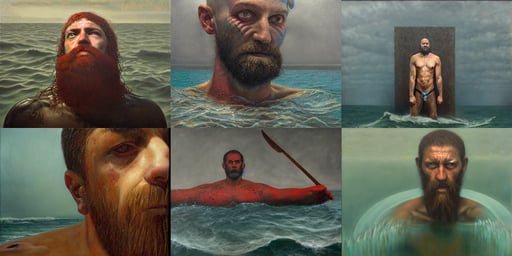 Poseidon by Dan Witz, oil on canvas