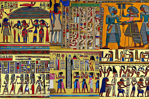 a detailed painting of the Egyptian book of the dead