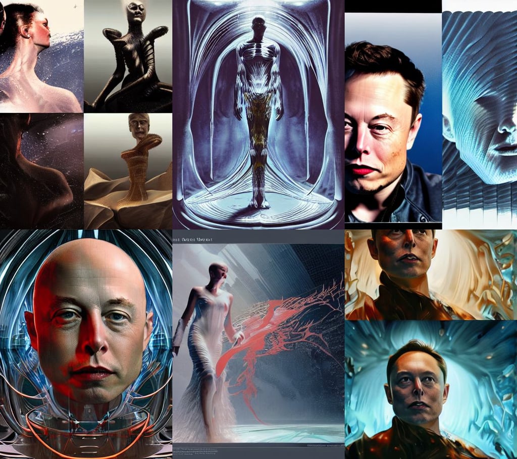 Elon Musk as a waterbender, art by iris van herpen and syd mead and giger, 4k by Greg Rutkowski