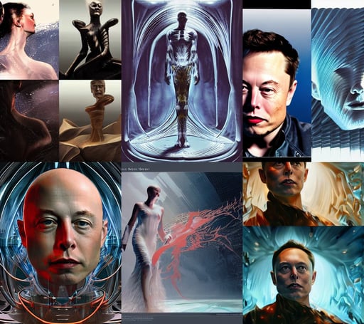 Elon Musk as a waterbender, art by iris van herpen and syd mead and giger, 4k by Greg Rutkowski