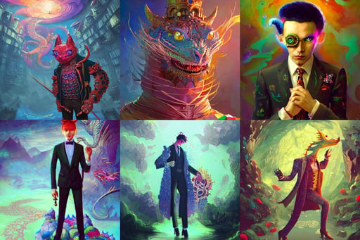 prowling dragon, commercial fashion designart by Victor Nizovtsev, Artwork by Anton Fadeev, a fellow in a three - piece suit and monocle over one eye, copper short hair, yoshitaka amano. background by james jean, detailed concept art