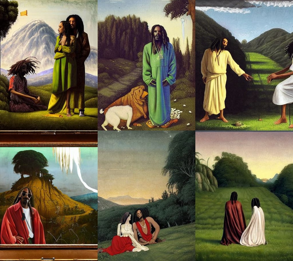 Snoop Dog and bob marley smoke a fat one, peaceful and softly landscape who has Namek’s villages with a female character flying trough the sky, art by Tommaso Masaccio, wearing a maid outfit + Finely detailed, alena aenami, De-Noise, dressed with white silk with gold ornaments in the edge, beautiful aesthetic, art by Caspar David Friedrich, fine detail, brutalism, art by Paolo Uccello, art by Michelangelo Buonarroti, on the Aegean shore. Breaking waves. Small colorful dragons listening. Drawn in the style of Alphonse Mucha, granblue fantasy, unreal engine, in the Style of Hayou Miyazaki