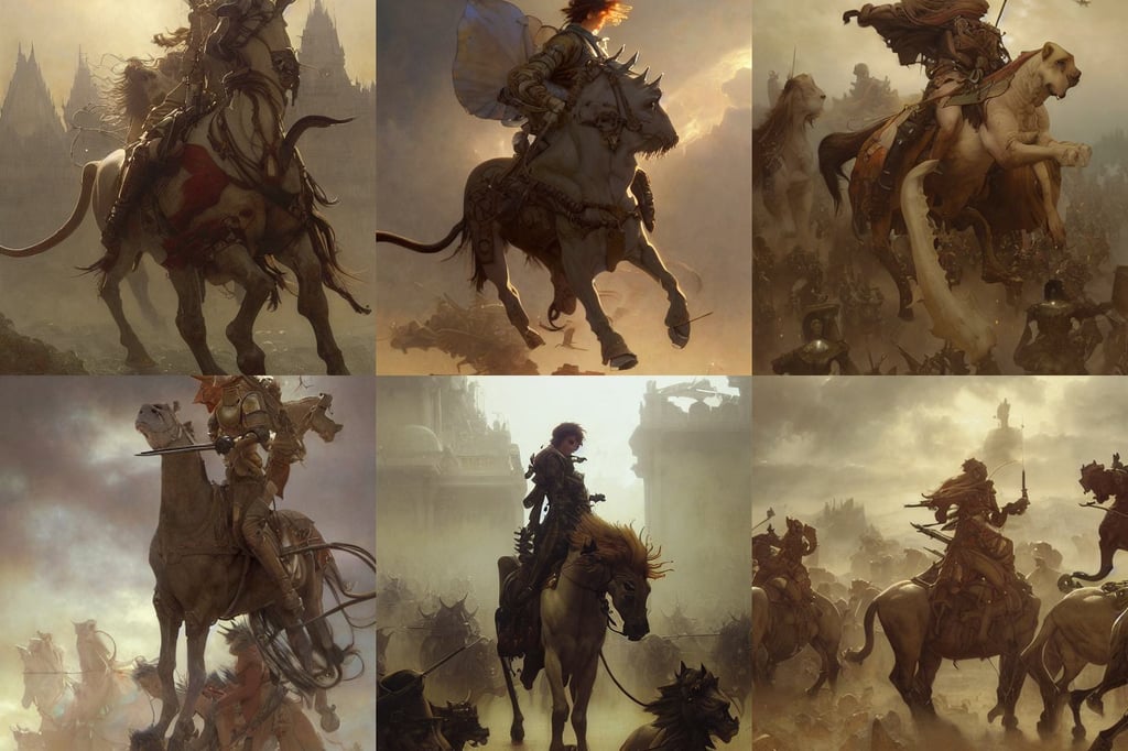 onslaught of cavalry, a detailed painting by krenz cushart, no animals lions, by Tom Bagshaw and Daniel Gerhartz and Albert Aublet and Lawrence Alma-Tadema and alphonse mucha, ultra realistic digital concept art by Greg Olson, silent hill, metaverse, semi - realism