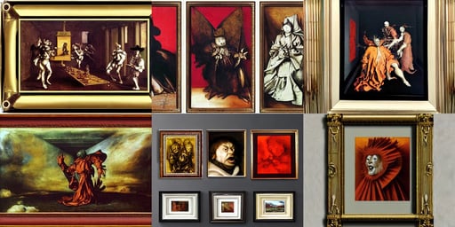 science fiction plating decal, art by Francis Bacon, art by Francisco De Goya, intricate picture frame, art by Albrecht Dürer, photography, art by Jan Van Eyck, Animation ..., red, spitting acid