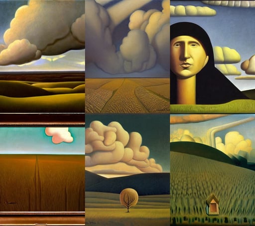 The clouds of fear by Grant Wood, oil on canvas