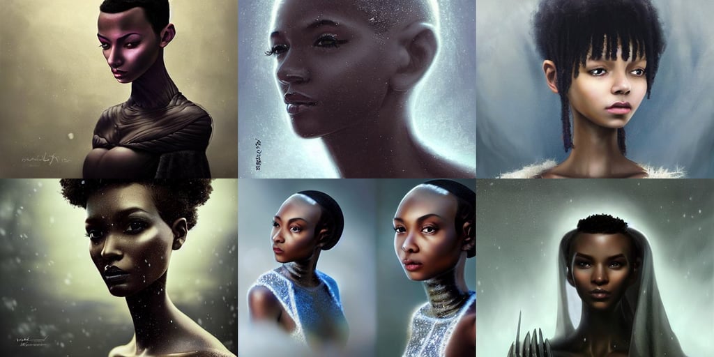 an anthropomorphic beautiful black man with short haircut, snow :: by Michal Karcz, fantastically beautiful illustration, dressed as princess, alien titans, whip in hand, stern expression, masterpiece., perfect proportions good looking, electronic, by artsation, closeup portrait of a young beautiful cyberpunk woman, by charlie bowater and titian and artgerm, andrey ryabovichev, terragen, art by Artgerm and Peter Andrew Jones, Family Guy, water color, yellow skin. intricate, art by aaron jasinski and artgerm and greg rutkowski and alphonse mucha, black clothes