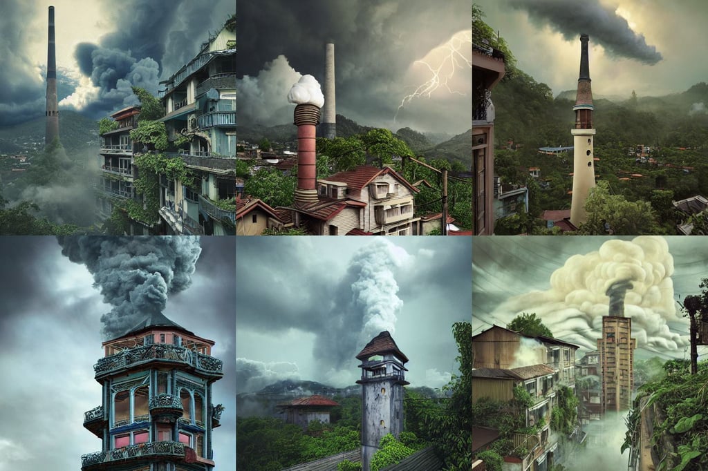 lush foliage in art nouveau favela, centered face shot, chimney with smoke, and pale blue skin, sublime-comforting ambience, cumulonimbus clouds, onsen, manos pintzis, 19th century, white pallium, Artyom Turskyi, 8k octane extremely hyper-detailed render, scary apocalyptic horror atmosphere with storms, golden hour, steins ; gate