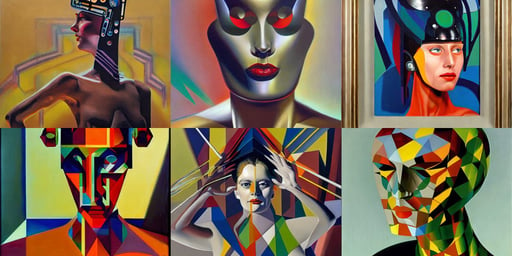 Cyborg queen by Wojciech Siudmak and Giacomo Balla, oil on canvas