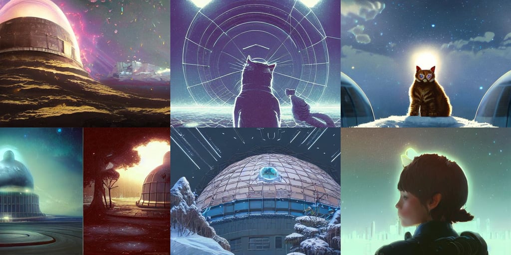 the unending torment of the dome of despair. trending on artstation., a cat made of Shush, graduation photo, cgsociety and beeple highly detailed, all in the amazing outdoors view, surreal, concept art by laurie greasley, nebula skies in the style of, winter season, spiral, highly detailed by greg rutkowski, refractive, artgerm ilya kuvshinov rossdraws, greg rutkowski of a small futuristic town, dim light, reflections. by makoto shinkai