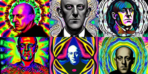 An extremely psychedelic portrait of AleisterCrowley