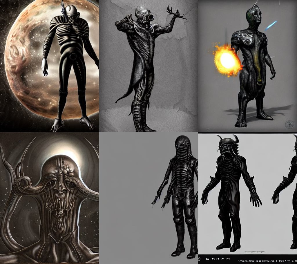 eldritch god eating worlds by giger, cosmic nebula, concept render, fitted black leather military commander nazi uniform