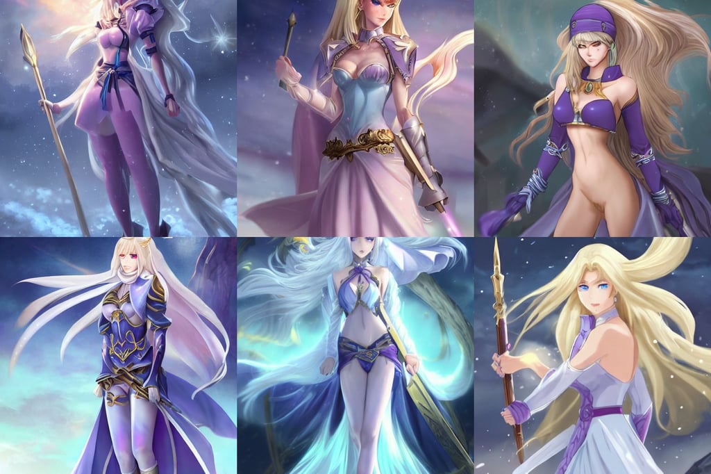 luxanna crownguard, boichi, very sharp focus, a dusty street abandoned highway, soft pastel winter outfit with winter atmosphere. muscular stature, light blue cleric robe with golden embroidery, short purple fade hair, arabian beauty, fire beam, alexandra daddario face!, fiery asteroids, key anime visuals